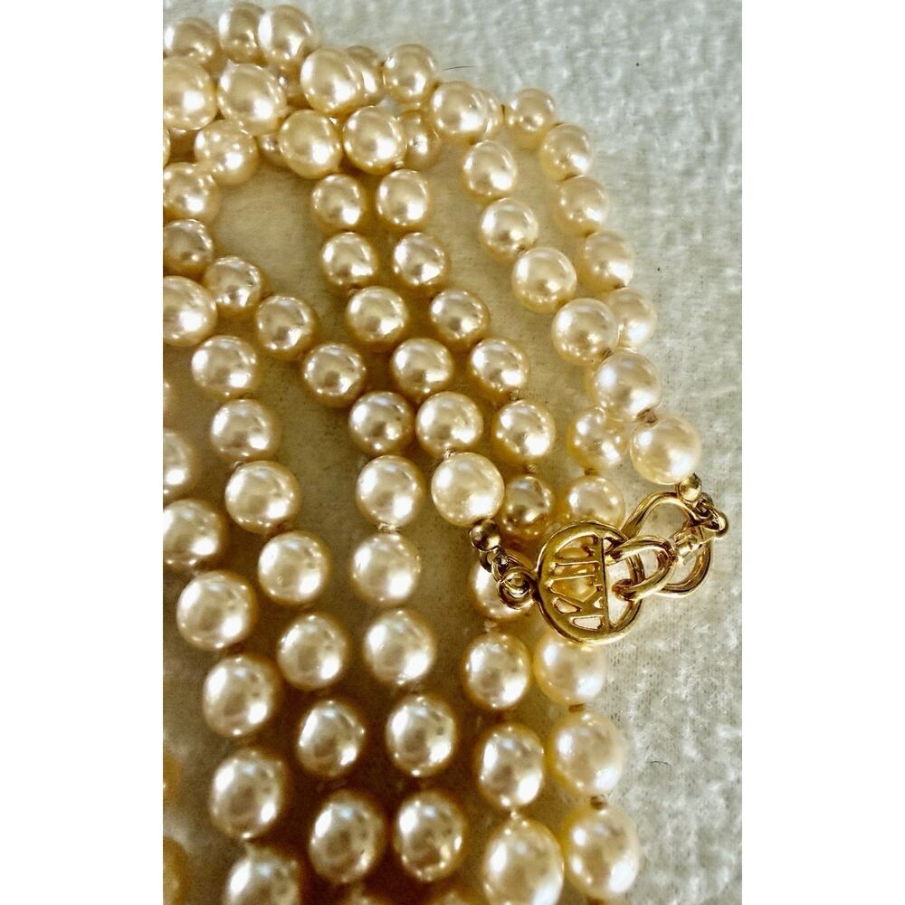 KENNETH J LANE KJL 60” LONG HEAVY CHAMPAGNE GLASS PEARL NECKLACE RUNWAY